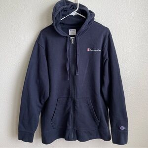 Mens Original Champion Zip Up Jacket Hoodie Navy XL